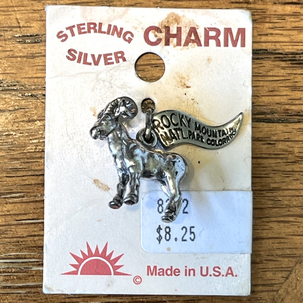 Sterling silver bighorn sheep charm from Rocky Mountain National Park Colorado